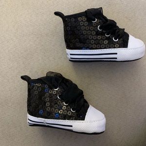 Baby 3-6 mo black sequin sneakers
